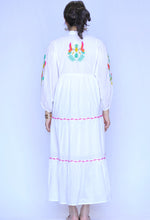 Load image into Gallery viewer, Parrot Embroidered Maxi Dress - White