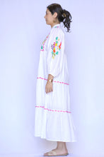 Load image into Gallery viewer, Parrot Embroidered Maxi Dress - White