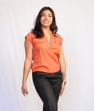 Load image into Gallery viewer, Pleated Shoulder V-neck Blouse