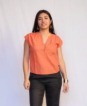 Load image into Gallery viewer, Pleated Shoulder V-neck Blouse