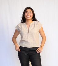 Load image into Gallery viewer, Pleated Shoulder V-neck Blouse