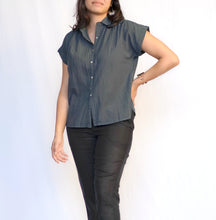 Load image into Gallery viewer, Erisha Short Sleeve Button Down Top-Charcoal