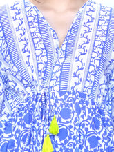 Load image into Gallery viewer, Nayla Block Printed Kaftan Blue