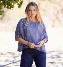 Load image into Gallery viewer, Everly Linen Blouse Denim