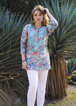 Load image into Gallery viewer, Turq Coral Tunic /KDC Emb.