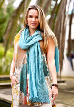 Load image into Gallery viewer, Stone Washed Cotton Scarf Turquoise