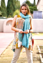 Load image into Gallery viewer, Stone Washed Cotton Scarf Turquoise