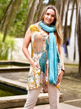 Load image into Gallery viewer, Stone Washed Cotton Scarf Turquoise