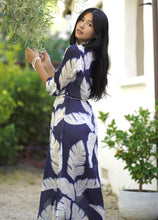 Load image into Gallery viewer, Reine Shirt Dress- Navy Leaves
