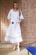 Load image into Gallery viewer, Bells Maxi Dress Hand Block Printed White
