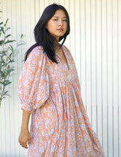 Load image into Gallery viewer, Mylah Midi Dress Block Printed Coral (Apricot)