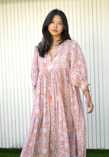 Load image into Gallery viewer, Mylah Midi Dress Block Printed Coral (Apricot)