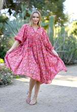 Load image into Gallery viewer, Mylah Midi Dress Block Printed Coral Multi