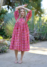 Load image into Gallery viewer, Mylah Midi Dress Block Printed Coral Multi