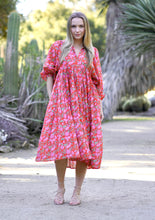 Load image into Gallery viewer, Mylah Midi Dress Block Printed Coral Multi