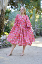 Load image into Gallery viewer, Mylah Midi Dress Block Printed Coral Multi