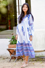 Load image into Gallery viewer, Frances Hand Block Printed Dress Navy Floral