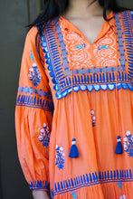 Load image into Gallery viewer, Rita Hand Block Printed Maxi Dress Orange