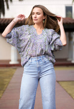 Load image into Gallery viewer, Anjou Top Navy Lt. Blue