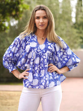 Load image into Gallery viewer, Anjou Block Printed Top Navy White