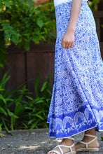Load image into Gallery viewer, Block Printed Tiered Cotton Skirt-Blue White