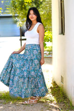 Load image into Gallery viewer, Block Printed Tiered Cotton Skirt-Green