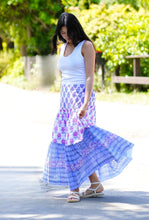 Load image into Gallery viewer, Block Printed Tiered Cotton Skirt- Navy Pink