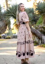 Load image into Gallery viewer, Sienna Emb. Puff Sleeve Maxi Dress Sand Black