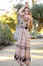 Load image into Gallery viewer, Sienna Emb. Puff Sleeve Maxi Dress Sand Black