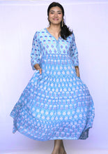 Load image into Gallery viewer, Jhene Block Print Dress Teal