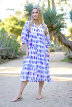 Load image into Gallery viewer, Mylah Midi Dress Geo Block Printed Blue