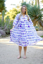 Load image into Gallery viewer, Mylah Midi Dress Geo Block Printed Blue
