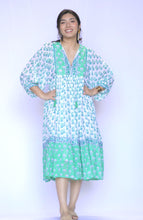 Load image into Gallery viewer, Mylah Midi Dress Block Printed Green White