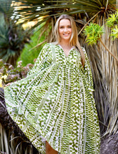 Load image into Gallery viewer, Mylah Midi Dress Block Printed Green