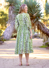 Load image into Gallery viewer, Mylah Midi Dress Block Printed Green