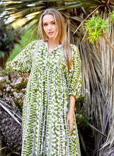 Load image into Gallery viewer, Mylah Midi Dress Block Printed Green