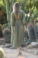 Load image into Gallery viewer, Mylah Midi Dress Block Printed Olive Multi