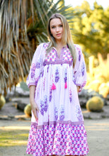 Load image into Gallery viewer, Mylah Midi Dress Block Printed Pink Navy