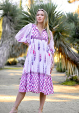 Load image into Gallery viewer, Mylah Midi Dress Block Printed Pink Navy