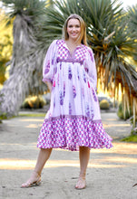Load image into Gallery viewer, Mylah Midi Dress Block Printed Pink Navy