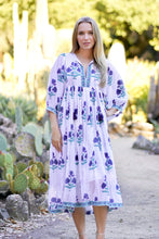 Load image into Gallery viewer, Mylah Midi Dress Block Printed Teal Blue