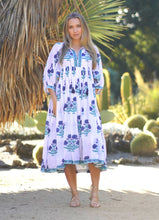 Load image into Gallery viewer, Mylah Midi Dress Block Printed Teal Blue