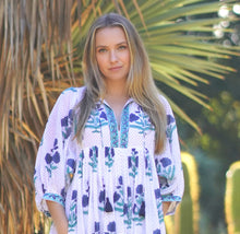Load image into Gallery viewer, Mylah Midi Dress Block Printed Teal Blue