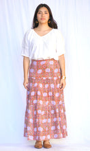 Load image into Gallery viewer, Block Printed Tiered Cotton Skirt Brown Multi