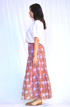 Load image into Gallery viewer, Block Printed Tiered Cotton Skirt Brown Multi