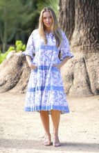 Load image into Gallery viewer, Aria Block Printed Dress White Blue