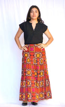 Load image into Gallery viewer, Block Printed Tiered Cotton Skirt Black Red