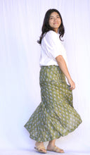 Load image into Gallery viewer, Tiered Cotton Skirt-Olive Multi