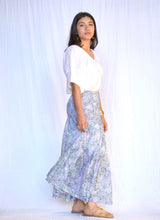 Load image into Gallery viewer, Block Printed Tiered Cotton Skirt Olive Navy
