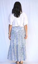 Load image into Gallery viewer, Block Printed Tiered Cotton Skirt Olive Navy